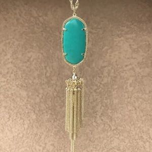 Kendra Scott Long Tassel Necklace_Rayne Green|Gold